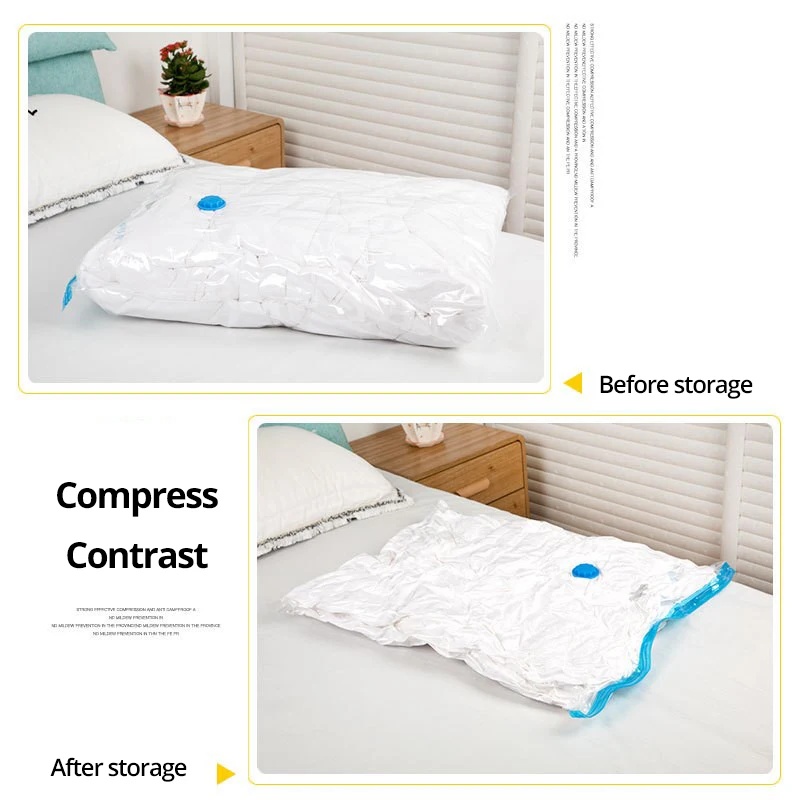 1pc 6Sizes Moisture Proof Vacuum Bag Clothes Storage With Valve Transparent Folding Travel Space Saving Aspirated Compression