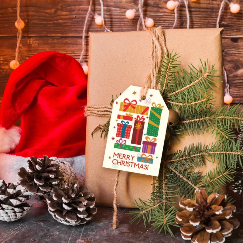 48 pièces/paquet décoration de noël père noël pain d'épice homme étiquette carte de voeux de noël boîte-cadeau emballage sac décoration étiquette Wis