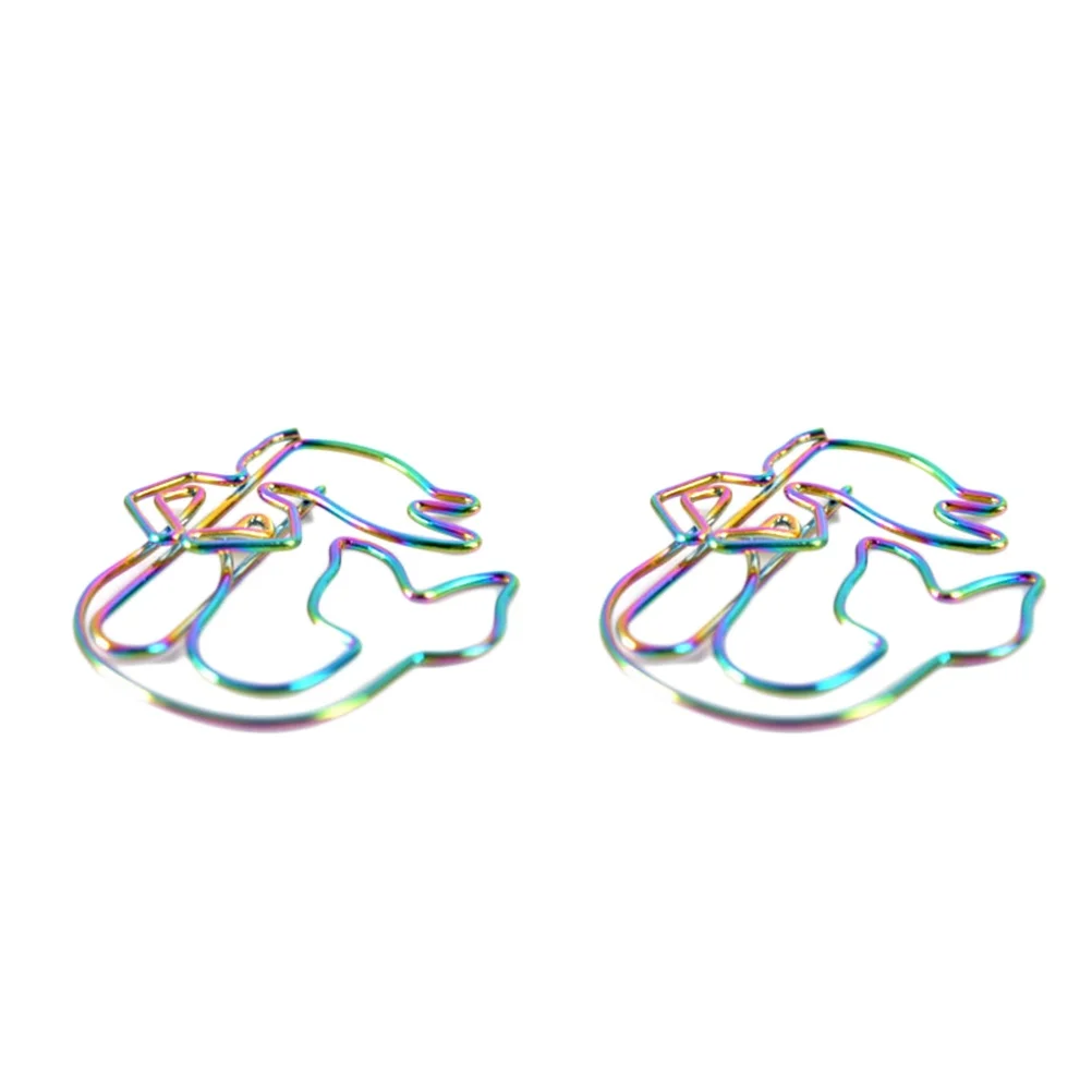 

8pcs Cute Coloured Paper Clips Cartoon Mermaid Shape Metal Binder Binder Clips for Office School Notebook Decor