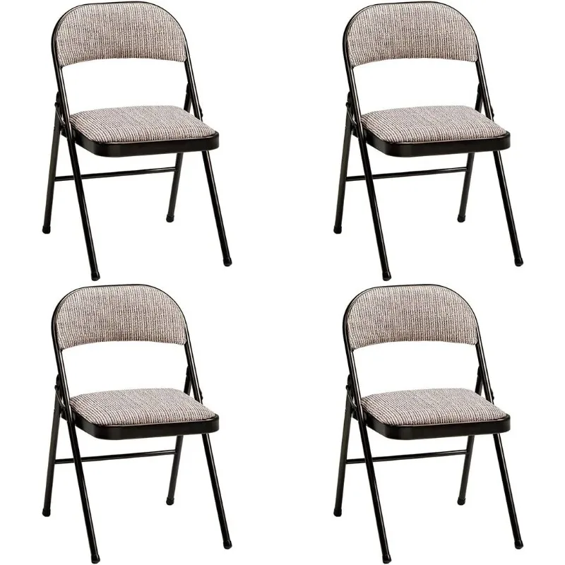 Deluxe Fabric Padded Folding Chair Set,Cinnabar Frame with Motif Fabric Seat and Back,Ideal for Indoor Outdoor Events,Set of 4