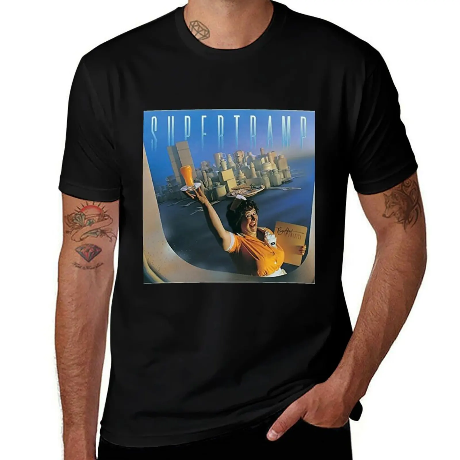 

Classic Rock Band Supertramp Breakfast in America T-Shirt man t shirt cotton graphic t shirts for man T-Shirt