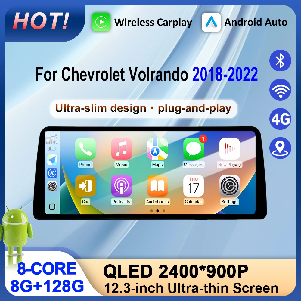 

Автомобильное радио Android для Chevrolet Volurso 2018-2022, мультимедийный стереоплеер, GPS-навигация Carplay DSP