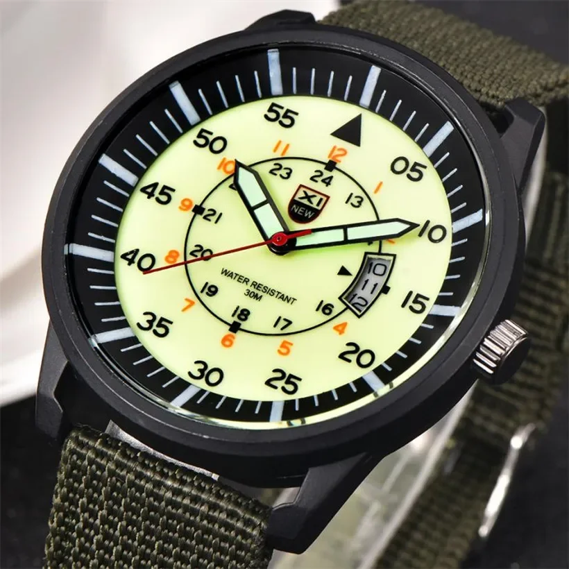 

XINEW Watch Men Sport Big Watches Fashion Army Soldier Military Nylon Strap Analog Date Quartz Wristwatches Men Orologio Uomo