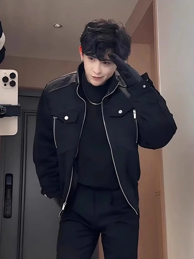 

Winter Thiened Cotton Jaet Men's Casual Sle Double Zipper Anti-Cold ort Cotton Coat Snake Limitation Edition Loose Fit