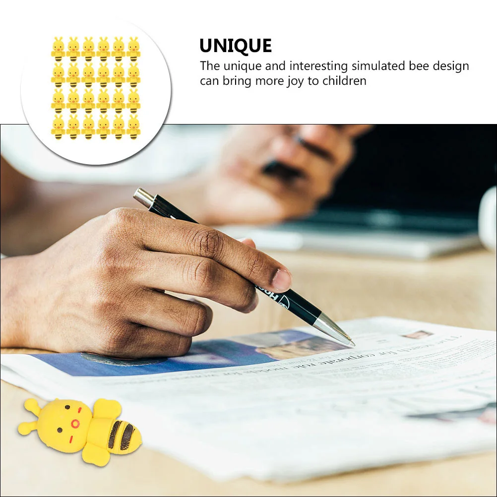 

36pcs Fun Erasers Bee Style Mini Erasers Bulk Portable Cartoon Rubber Student Stationery Supplies School Prizes Party Favors