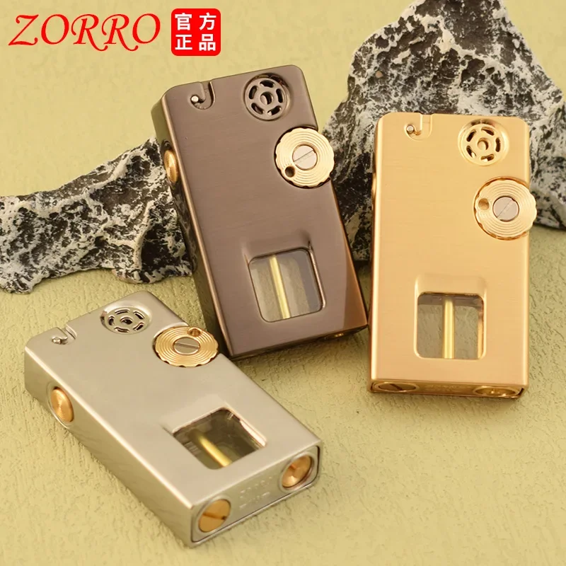 ZORRO One-button Start Ignition Windproof Open Flame Kerosene Lighter Creative Two Ignition Methods Backup Fire Diesel Box Gift