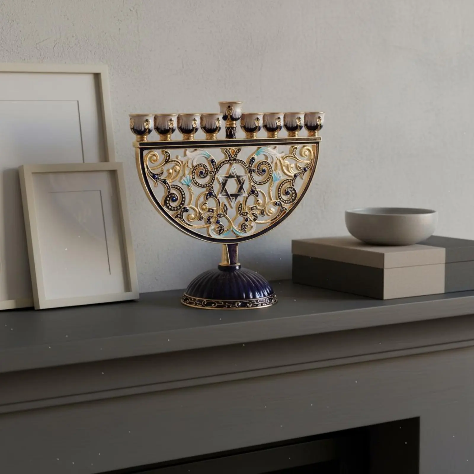 9 Branch Hanukkah Menorah Vintage Design 9 Branch Menorah Chanukah Candelabra Sturdy Base Jewish Holiday Centerpiece