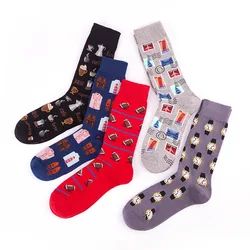 Euopean INS Brand Fashion Cotton Men Business Happy Socks Male Hip Hop Street Skateboard Funny Causal Boys Sox Autumn