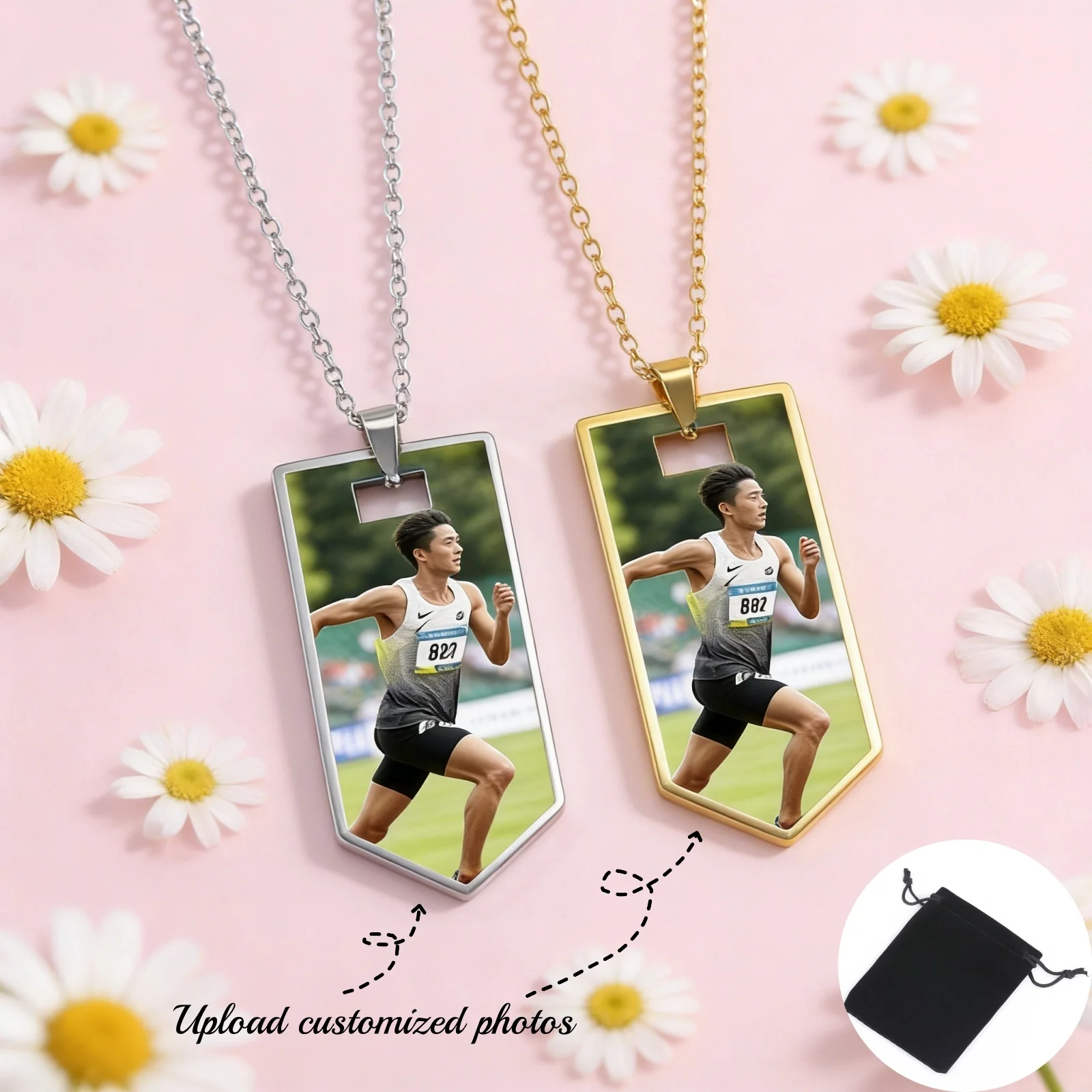 Customized photo picture long pendant necklace stainless steel fashion personalized photo necklace couple jewelry