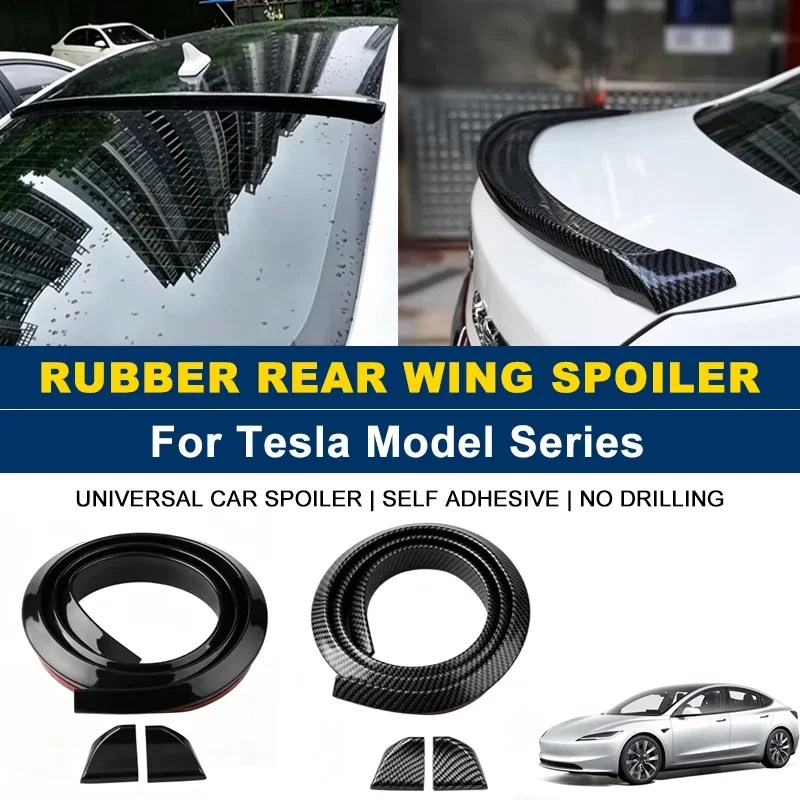 For Tesla Model 2/3/Y/S/X Cybertruck 1.5M Self-Adhesive Rear Spoiler Wing No Drill Trunk Lip Exterior Parts