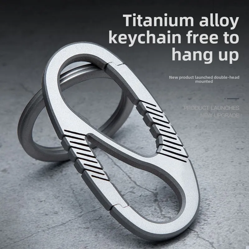 

Titanium alloy car key ring men's double ring keychain pendant waist hanging unique creative simple ring key chain
