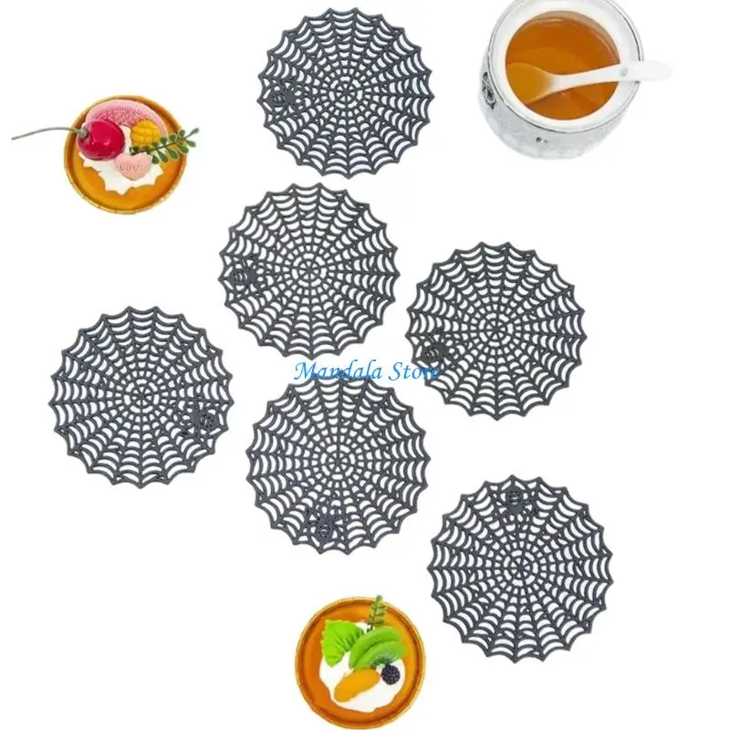 

U2JC Durable PVC Halloween Spiders Web Placemats For Eerie Table Setting Decors