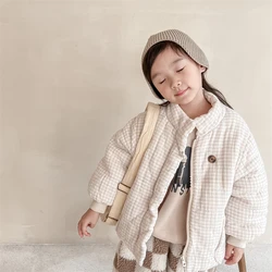 2023 Winter Kids Clothes fashion plaid Fleece Thicken Coat Boys and girls turtleneck Quilted jackts