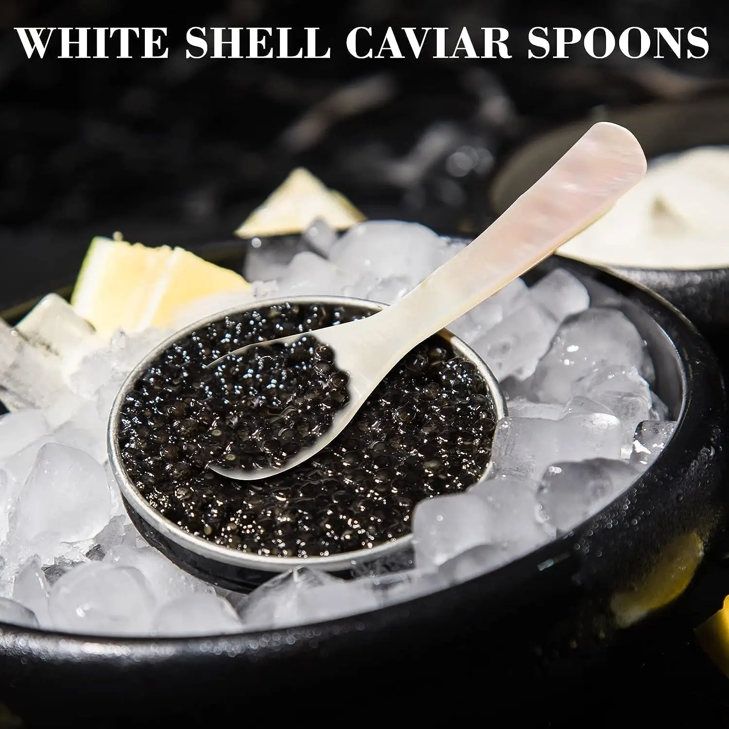 Imagem -05 - Colheres de Caviar de Madrepérola Casca de Pérola Natural Colheres Minúsculas para Sobremesa Sal Atacado 100 Peças