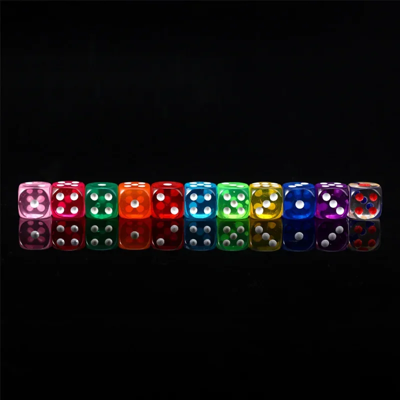 10 PCS/Lot Dice Set  Small Size  Transparent Acrylic 6 Sided Dice   Club/Party/Family Games 14mm