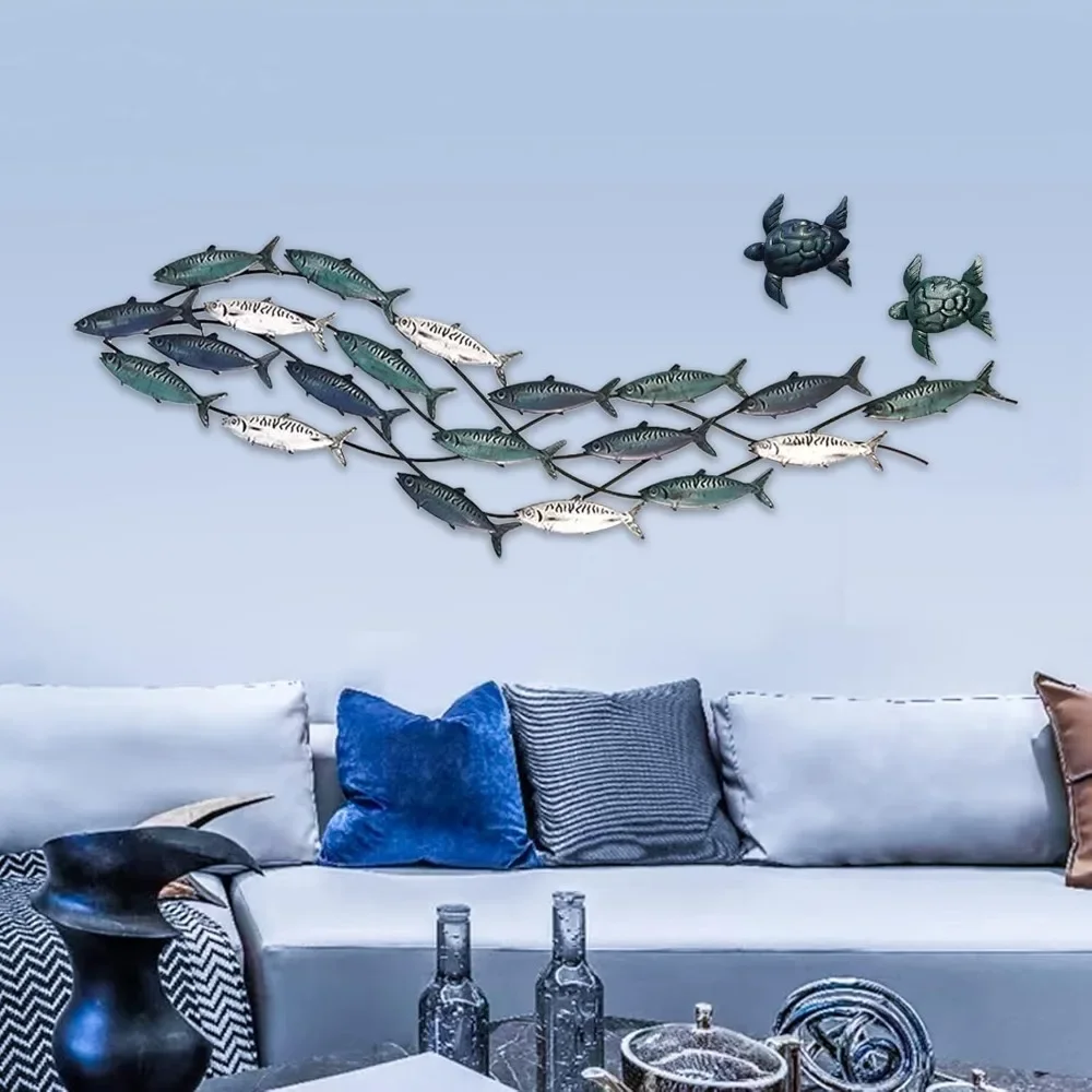 Coastal Metal Fish Wall Decor, Modern Marine Metal Wall Art Sculpture Decor Is Perfect for Bedroom/living Room, Decorations