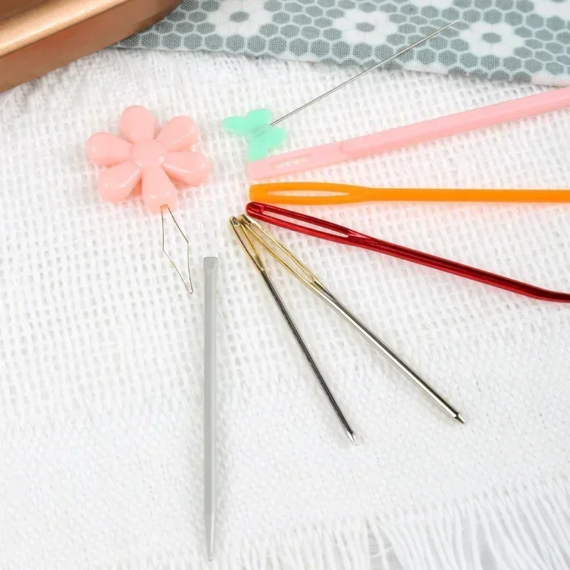 2Pcs Bent Tip Tapestry Needles Yarn Knitting Weaving Needles Big Eye Curve Bent Needle Knitting Crochet DIY Sewing Accessories