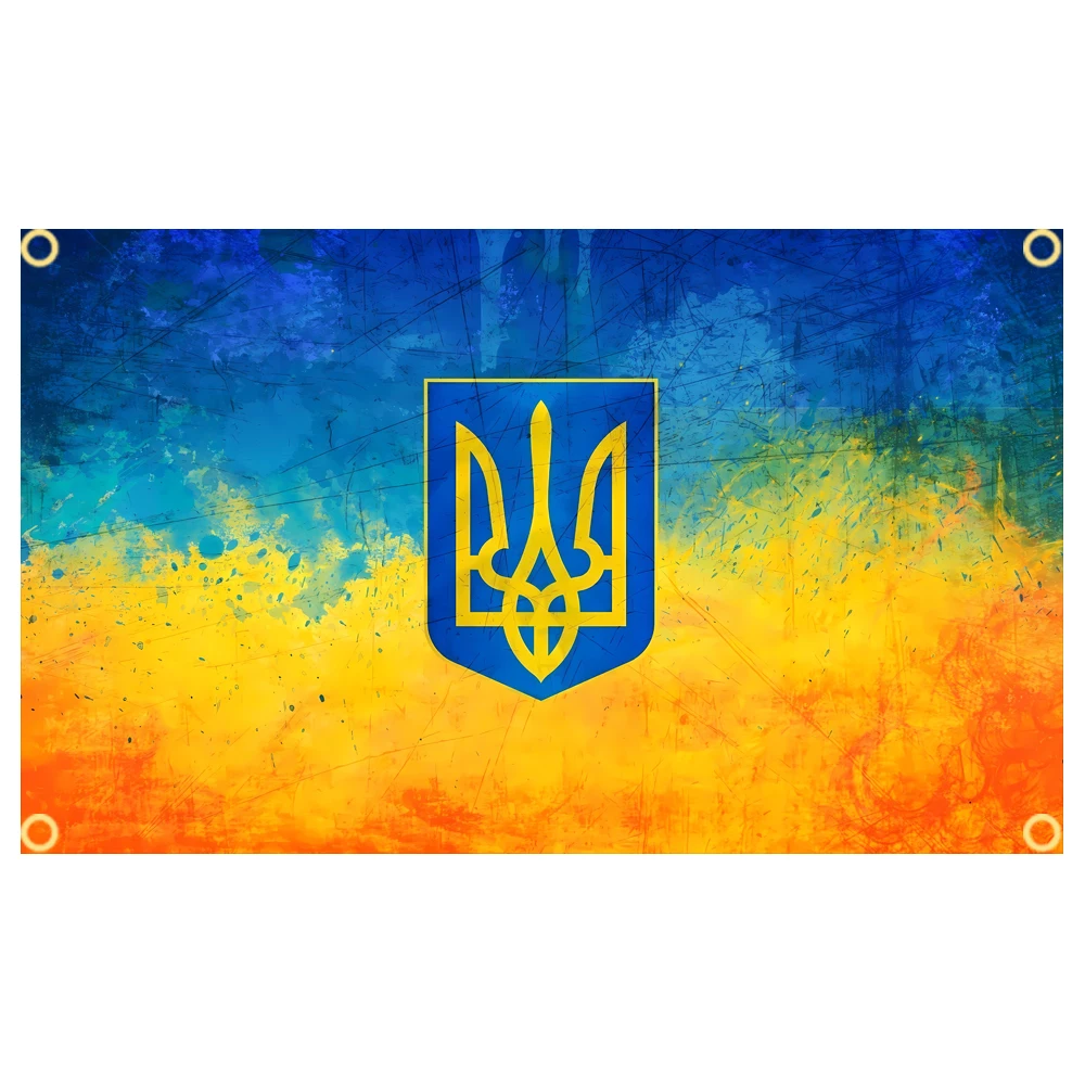 60 × 90 90x150 120 × 180CM Ukraine Ukr Ua godło flaga poliester z nadrukiem baner gobelin do dekoracji