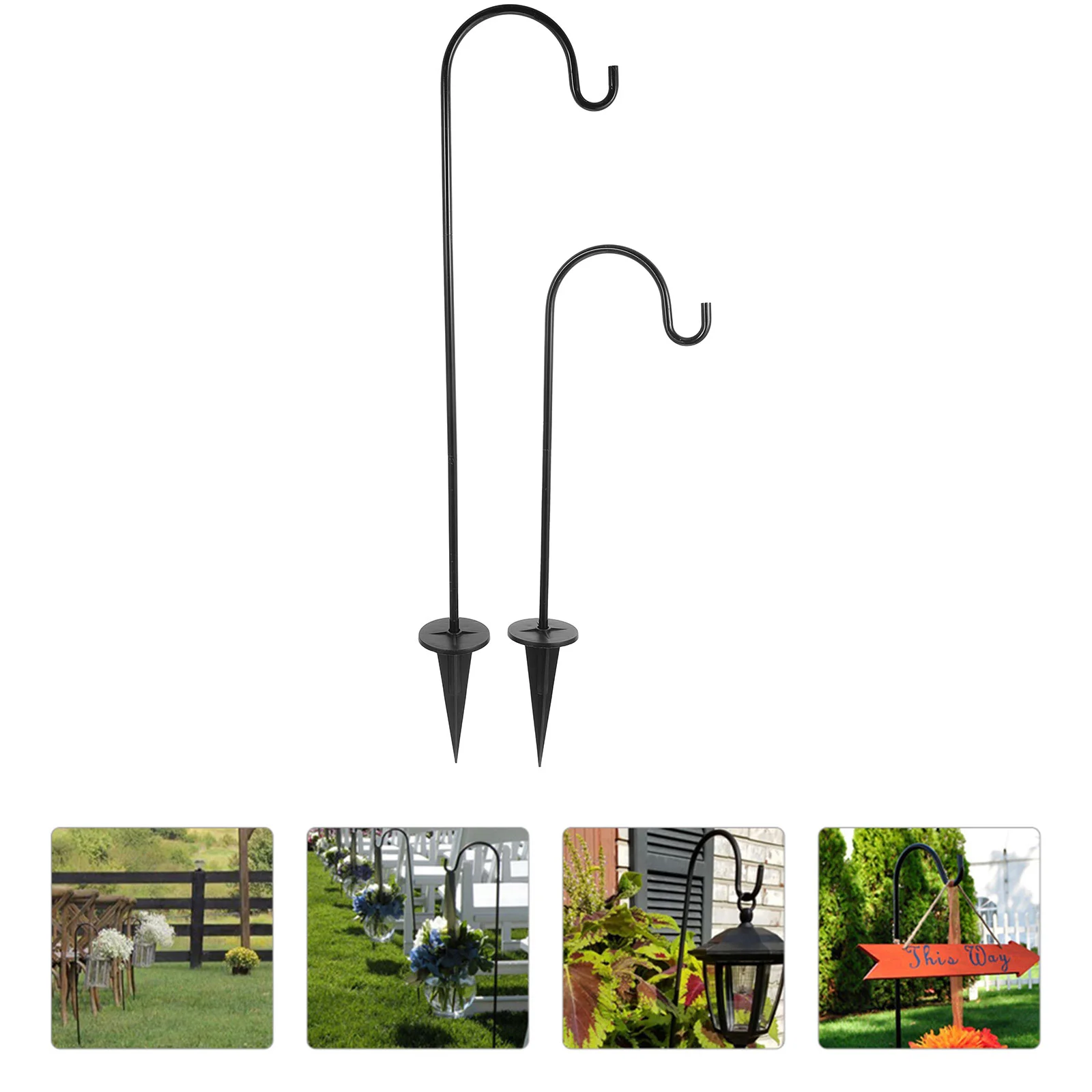 Iron Floor Plug Outdoor Shepherd Hook for Plant Hanging Stylish Lantern Shepherds Stand In-ground