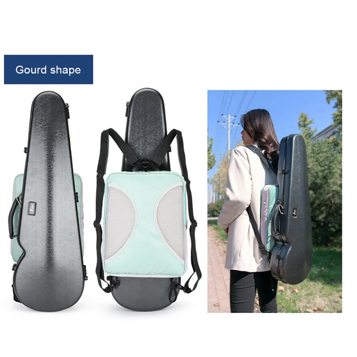 Universele Viool Koolstofvezel Case Hard Case Vierkant Licht Muziekblad Tas, Zwart HOT