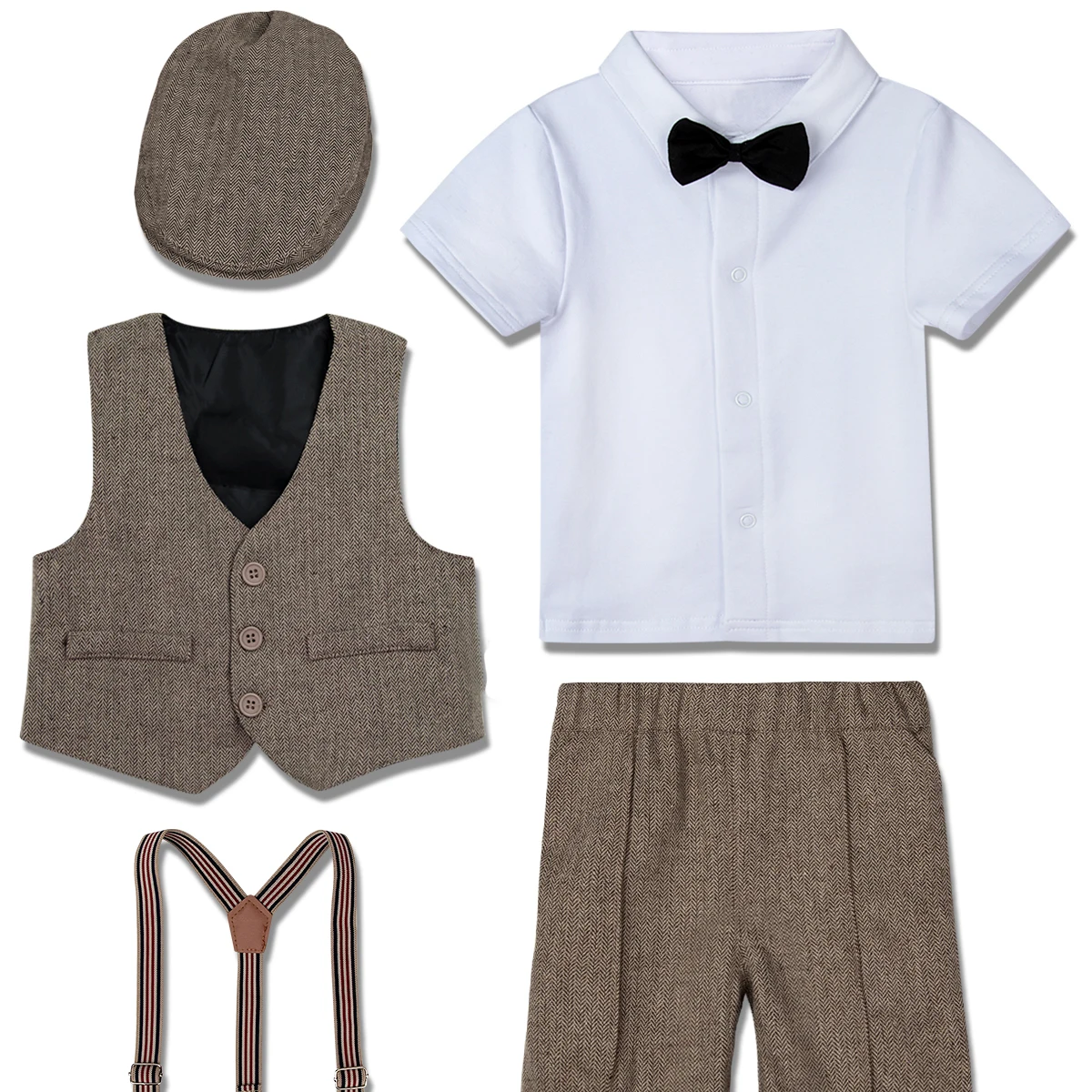 Baby Boys Outfits Set Infant Formal Suit Toddler Wedding Birthday Party Costume Christening Blazer Gentleman Shirt Shorts Sets