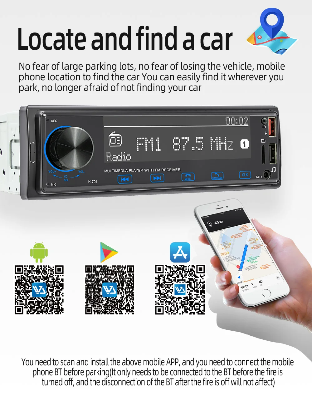 BQCC 1 Din مشغل MP3 للسيارة DAB راديو رقمي موقع صوت ثقيل ومبحث السيارة شاشة 2.5D زر لمس كامل صوت السيارة