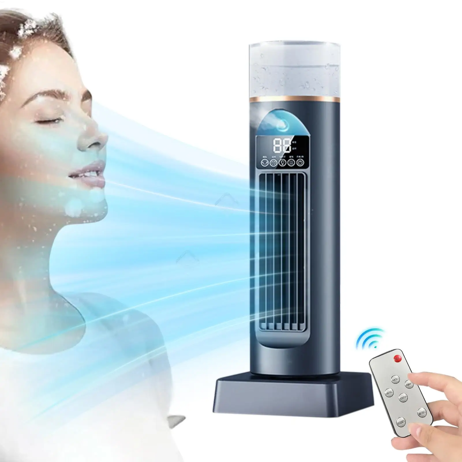 エアコン冷却ファンブレードレス静音蒸発冷却器タイマーリモコン付き寝室オフィス寮用冷却加湿器