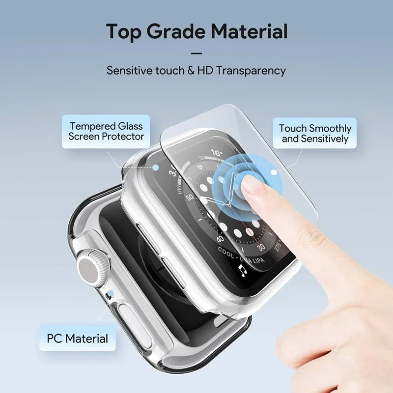 Glass+Cover for Apple Watch Case 10 9 8 7 SE IWatch Accessorie Screen Protector Apple Watch Serie 44mm 40mm 41mm 45mm 42mm 46mm