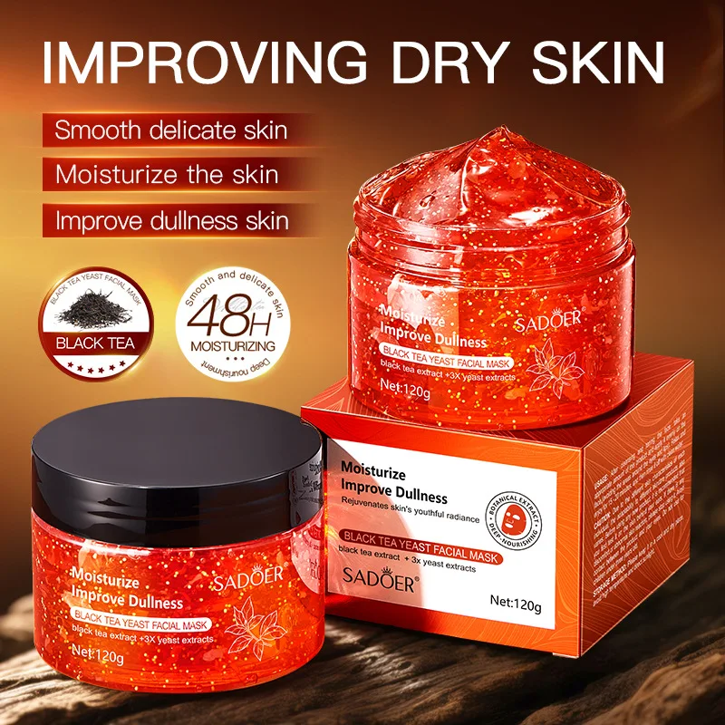 Mascarilla de levadura de té rojo, mascarilla hidratante para el cuidado de la piel, 120g, para nutrición profunda y bloqueo de humedad