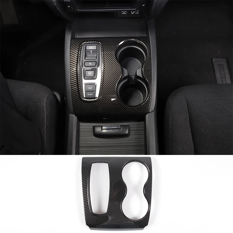 

For Honda Pilot 2015-2022 Car Central Control Gear Cup Decorative Frame Sticker ABS Carbon Fiber Interior Accessories 1 Pcs