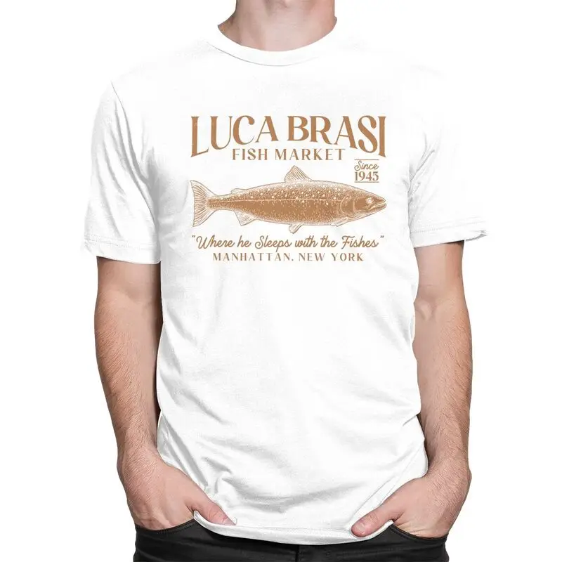 Vintage Luca Brasi Fish Market Since 1945 Tshirt Unisex Short Sleeve Casual Clothing Loose Oversized 100% Cotton Camisetas