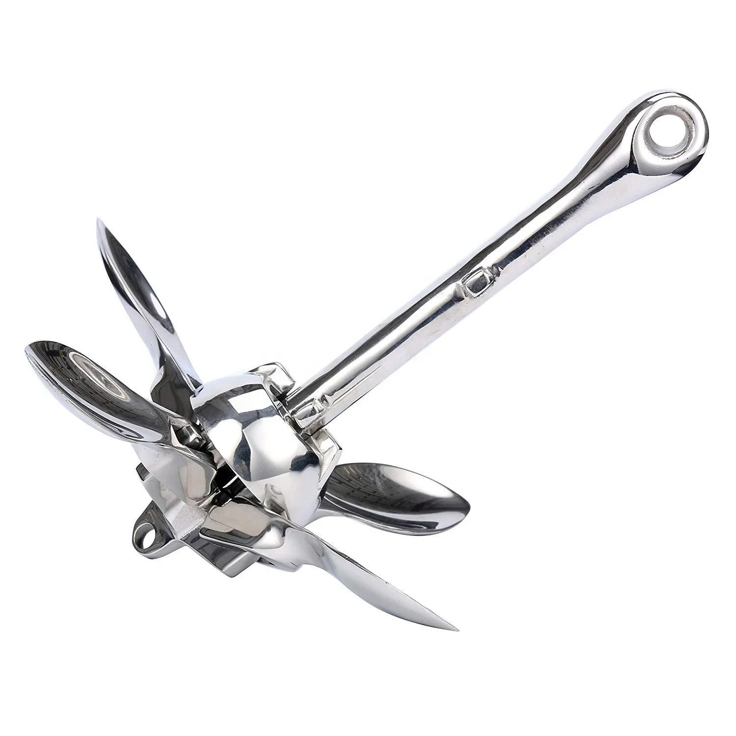 

High Polished Marine Folding Boat Anchors Wholesale Boat Accessories 316 Stainless Steel Hardware 7kg Grapnel Anchor