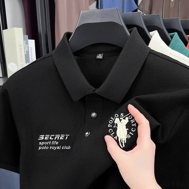

Pop 100% Pure Cotton High-end Men's Short Sleeved Polo Shirt Summer Fashion Hot Selling Customized Pony Golf Casual Business T-s