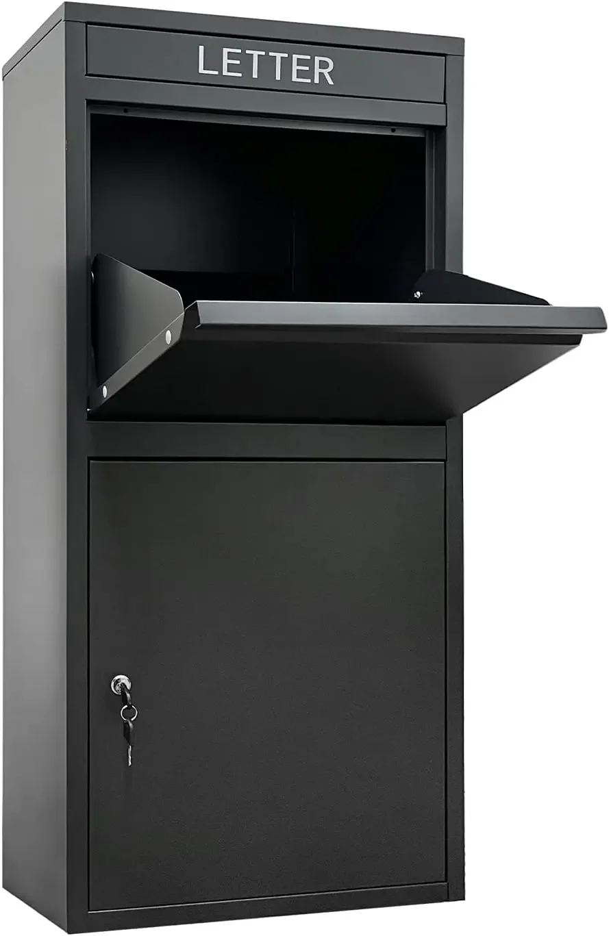 Package Delivery Boxes for Outside, Extra Large Capacity Modern Mailbox, Outdoor Freestanding Porch Box for Package (Black)