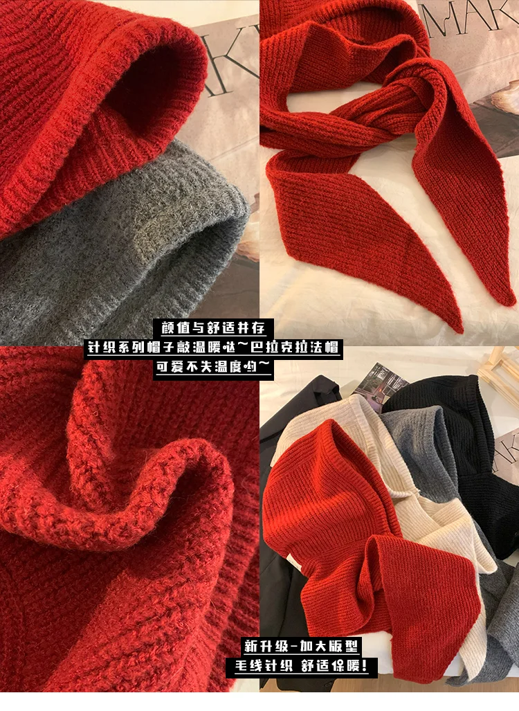 Koreanische Sturmhaube Motorhaube Frauen Skullies Mützen Hut Schal Einteilige Verdickte Warme Hals Schutz Winter Zubehör Gestrickte Gesetz – Detail 4