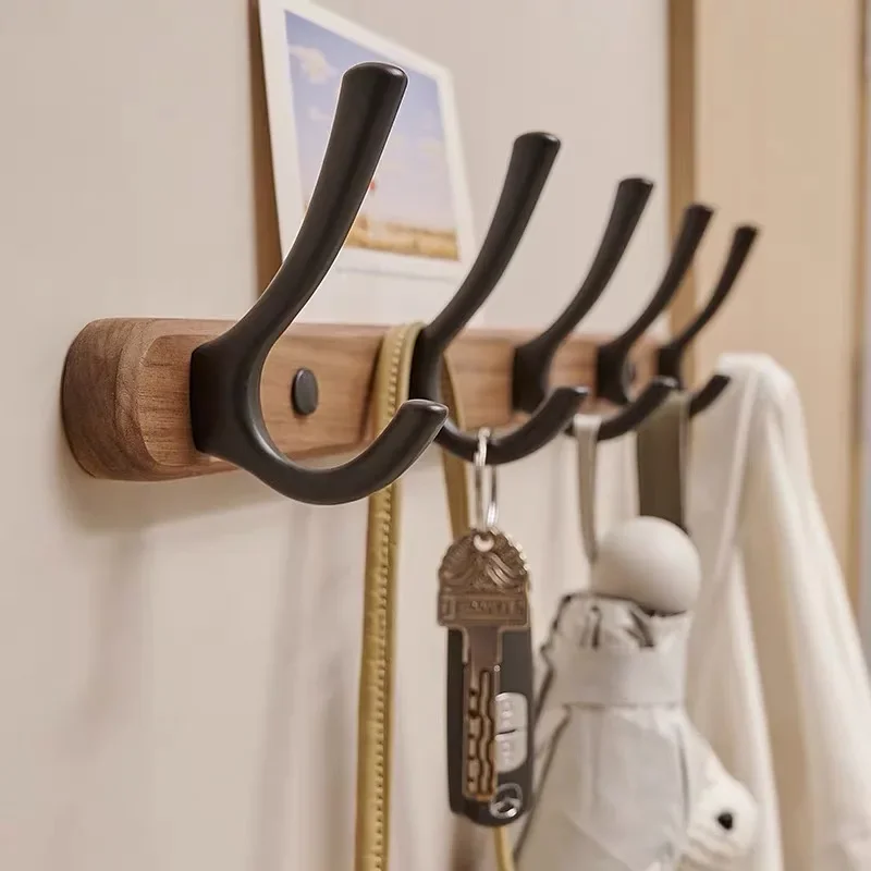 Wood Coat Rack Wall HooksWall Hooks for Kitchen Bathroom Hallway Towel Key Accessories Creative Decorative Wall Storage