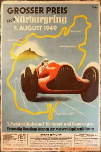 Nurburgring Advert Retro Vintage style Metal Sign, Man Cave, Garage, racing