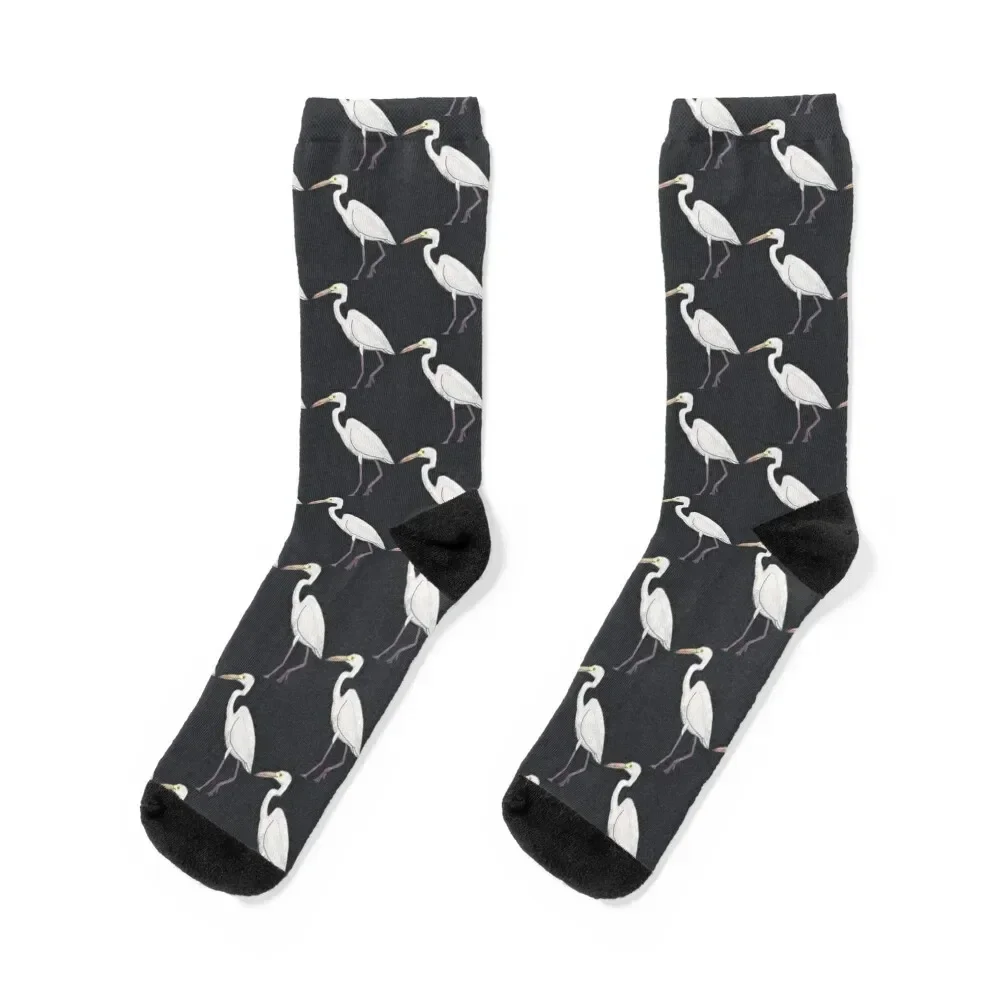 Great Egret bird art Socks cute Stockings Hiking boots Boy Child Socks Women's