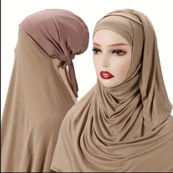 Instant Chiffon Hijab with Undercap Fashion Prayer Hijab for Women Head Wraps Under Scarf Caps Muslim Fashion Bandage