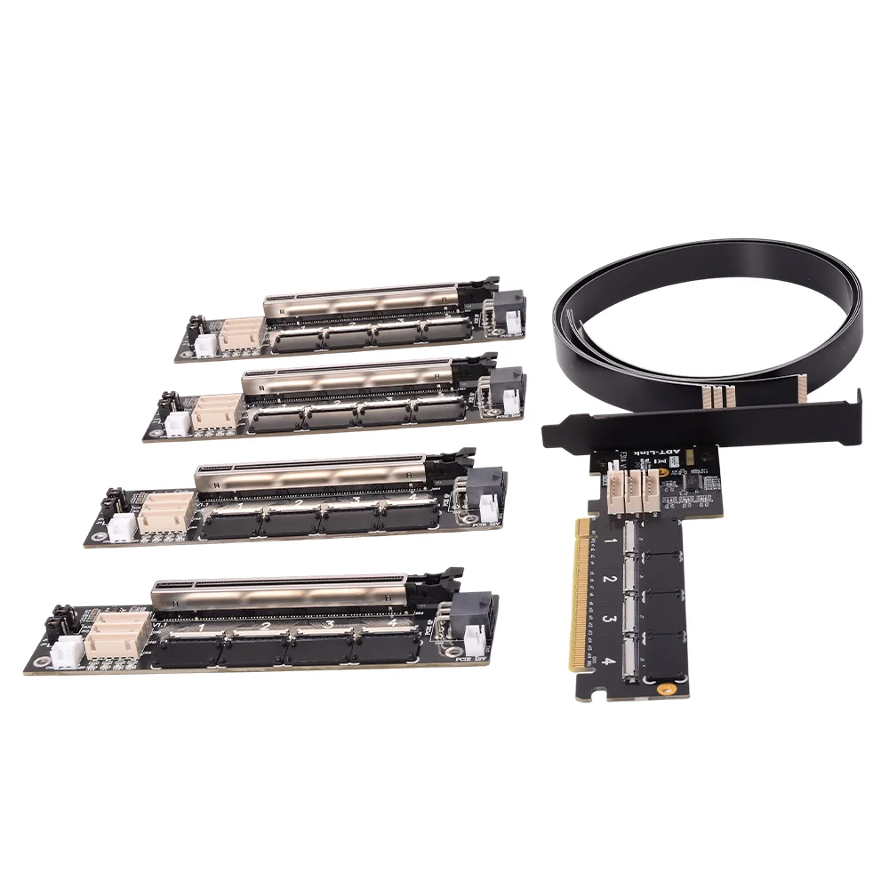 Riser PCI-E 4.0 X16 FFC Graphics Card GPU Extension Cable To X16/X8X8/X8X4X4/X4X4X4X4 Split Adapter One To Four Split x4/x8 Card