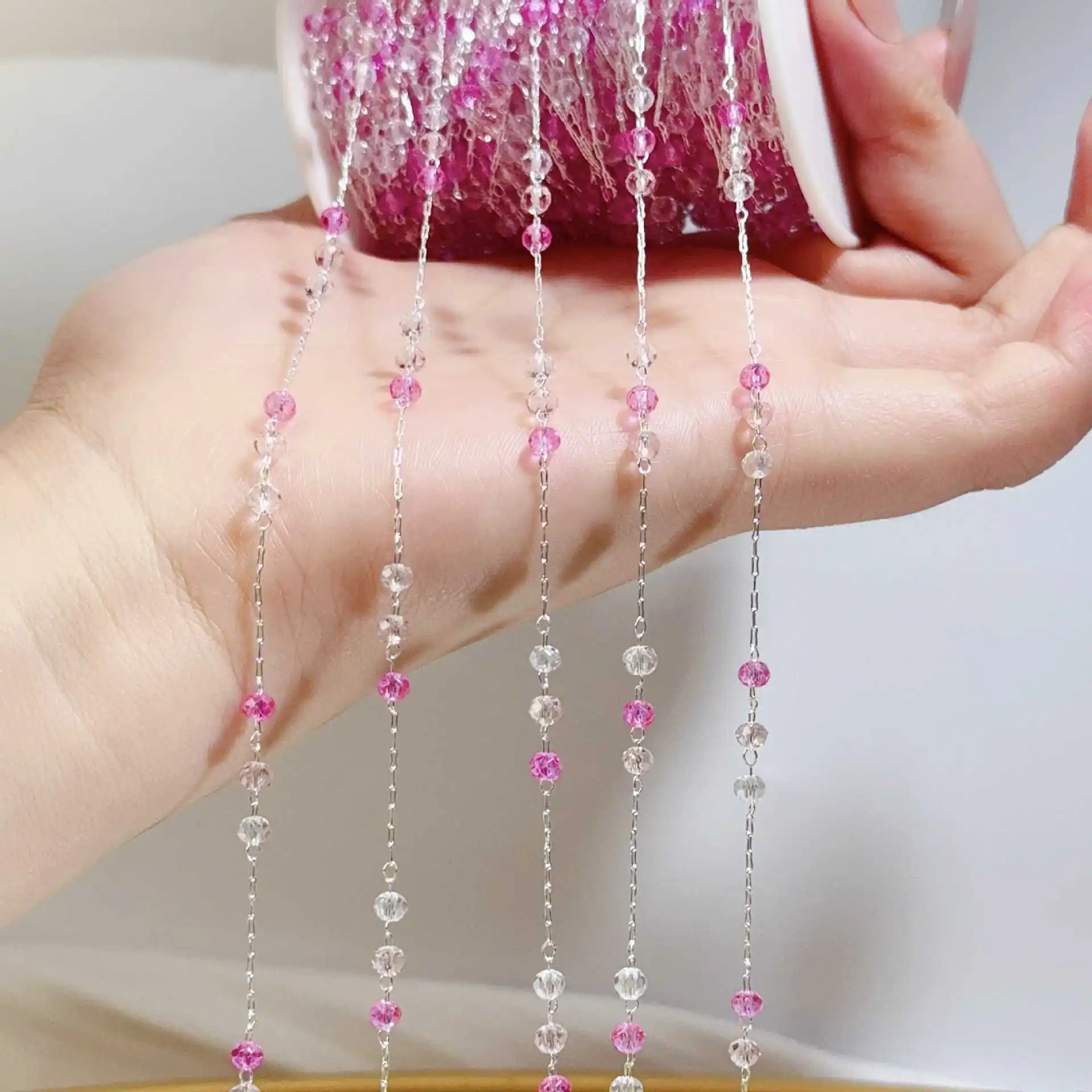 0.5/1/2Meter Colorful Crystal Bead Tassel Chain Copper Chain For DIY Bracelet Necklace Charm Jewelry Making Supplies Accessories view 6