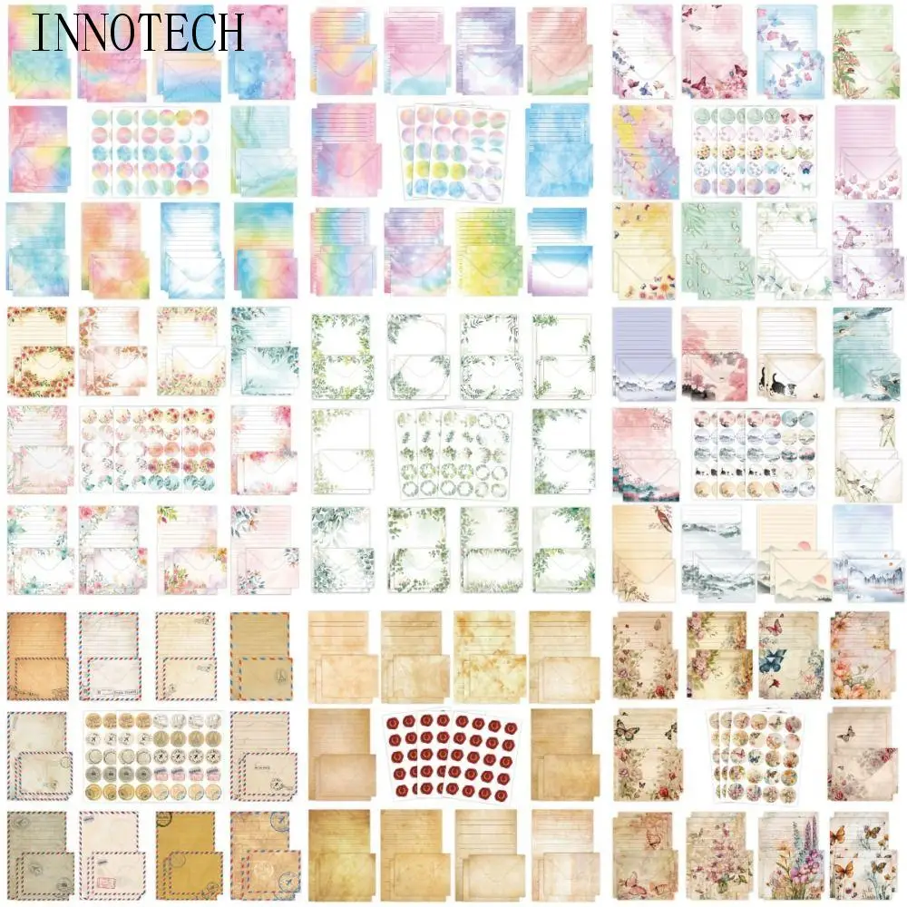 

160 шт., акварельная бумага для писем и набор конвертов, пригласительный билет, художественный дизайн, канцелярские принадлежности, писчая бумага, винтажные открытки «сделай сам»