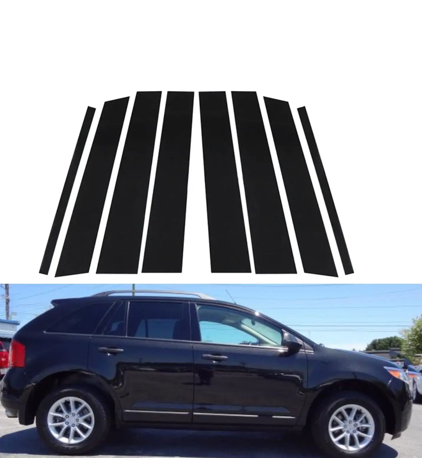 

8PCS Glossy Black Pillar Posts Fit For Lincoln MKX 2007 -2014 For Ford Edge 2007 - 2014 Window Cover BC Column Sticker