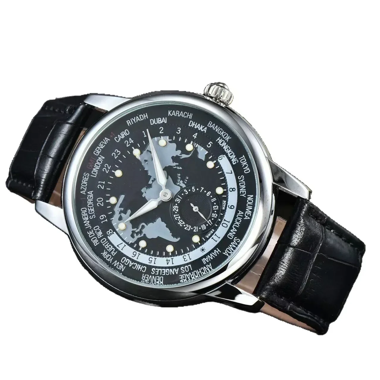 Montre à Quartz de luxe pour hommes montre à cadran bleu montre-bracelet d'affaires analogique montres bracelet en cuir étanche montre cadeau de mode pour hommes