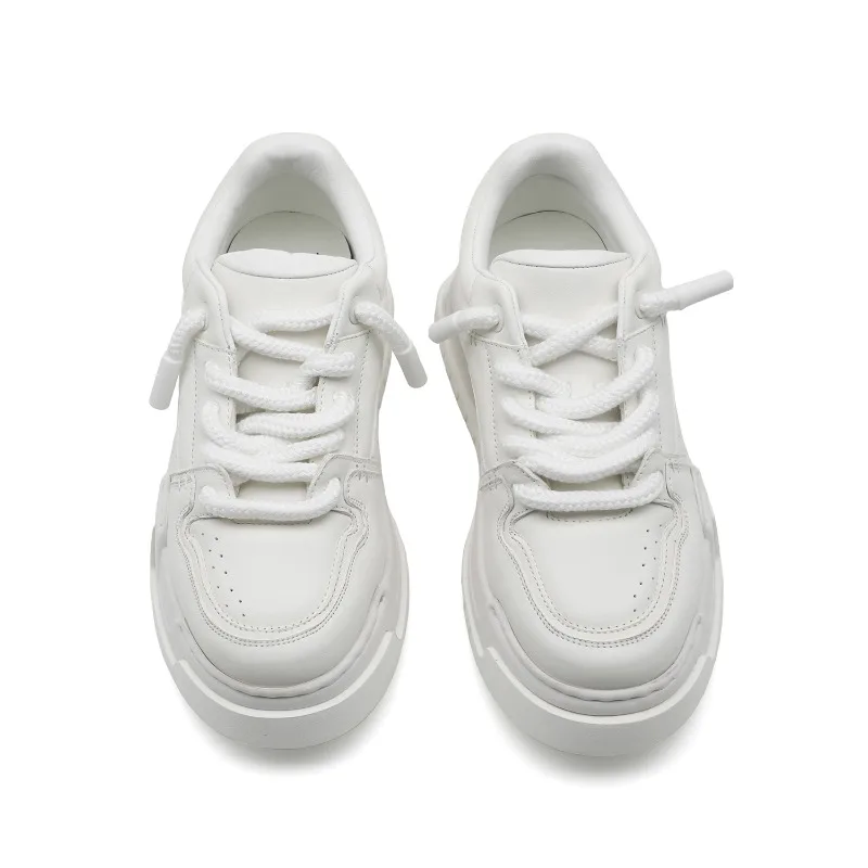 Luxury Genuine Leather Platform Sport Shoes Men's Sneakers White Thick Sole Casual Breathable Outdoor Male Work Shoes Youth