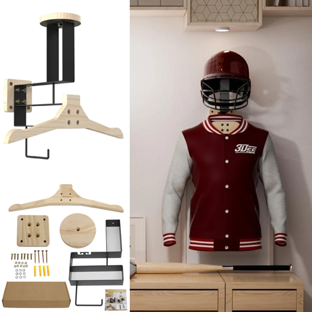 

Jacket Hanger Stainless Steel Mounting Bracket Helmet Rack Wall Mount Motorcycle Helmet Holder Wooden All-in-one Helmet Key Rack