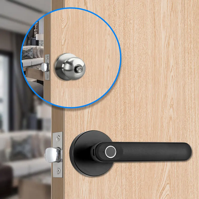 Kingku Smart Door Lock Fingerprint Tuya APP Remotely Unlock Interior Door Handle Biometric Knobs Security Digital Locks