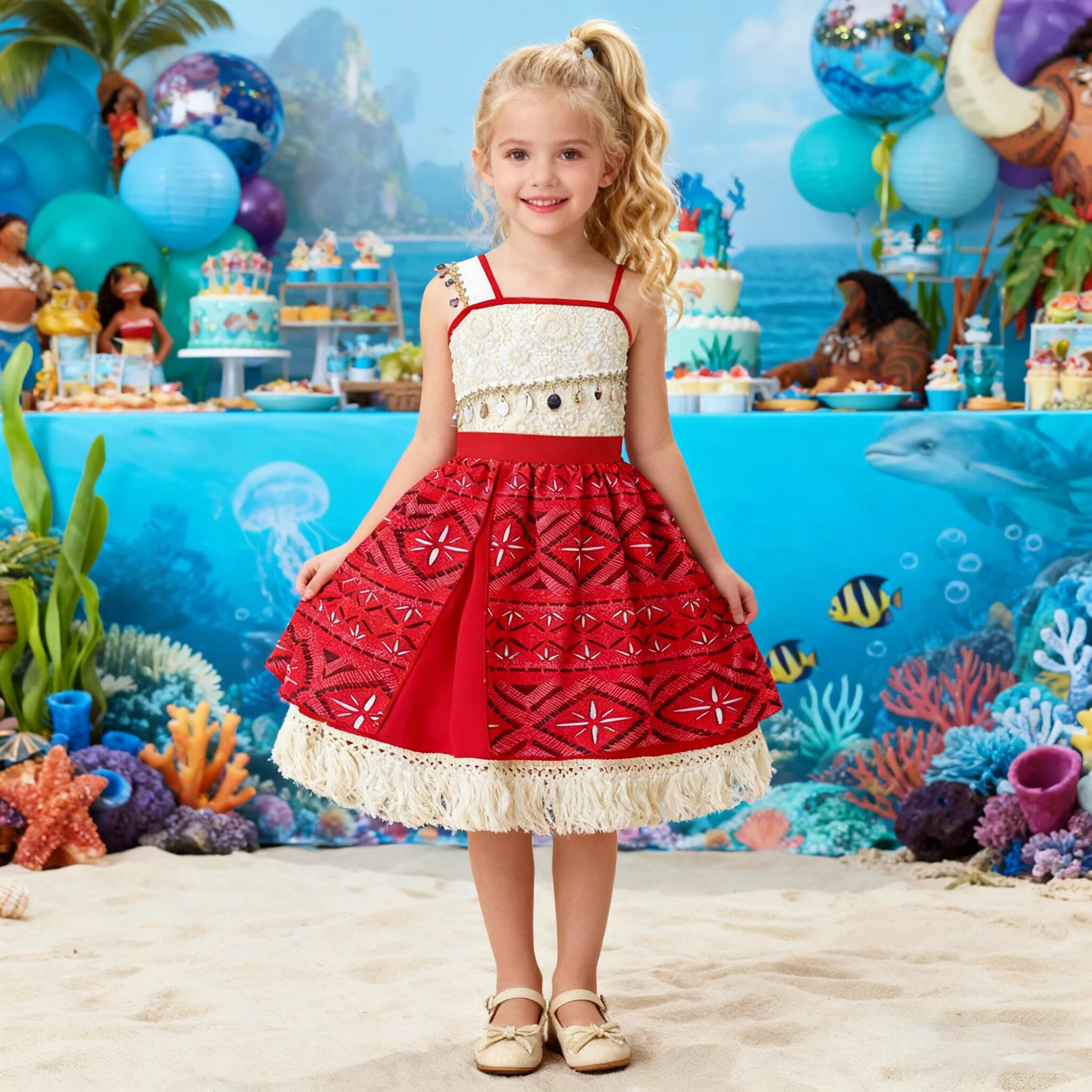Moana Vaiana Ozean Abenteuer Kleid für Mädchen Cartoon Polynesian Stil Vaiana Rollenspiel Prinzessin Kleid für Mädchen Halloween Kostüm