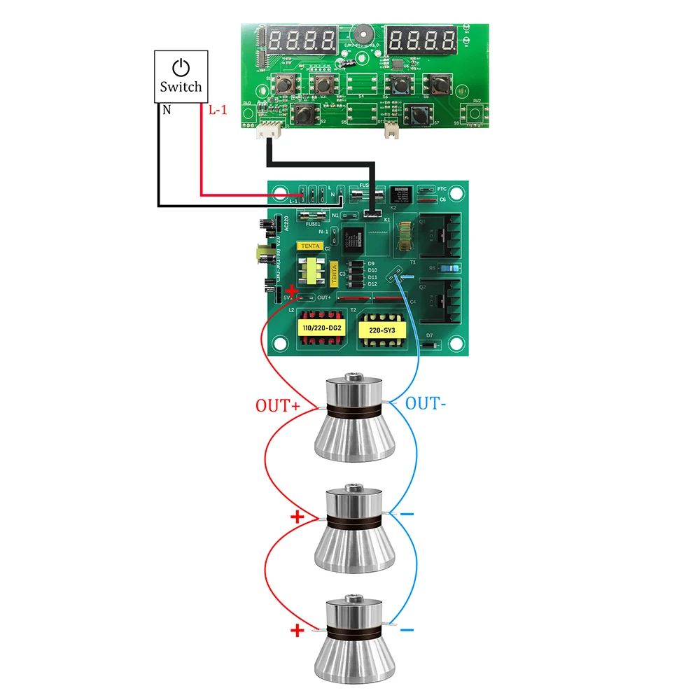 180W Ultrasonic Cleaner PCB Driver Boards Circuit Board Kit With 40KHz Ultrasounic Transducer