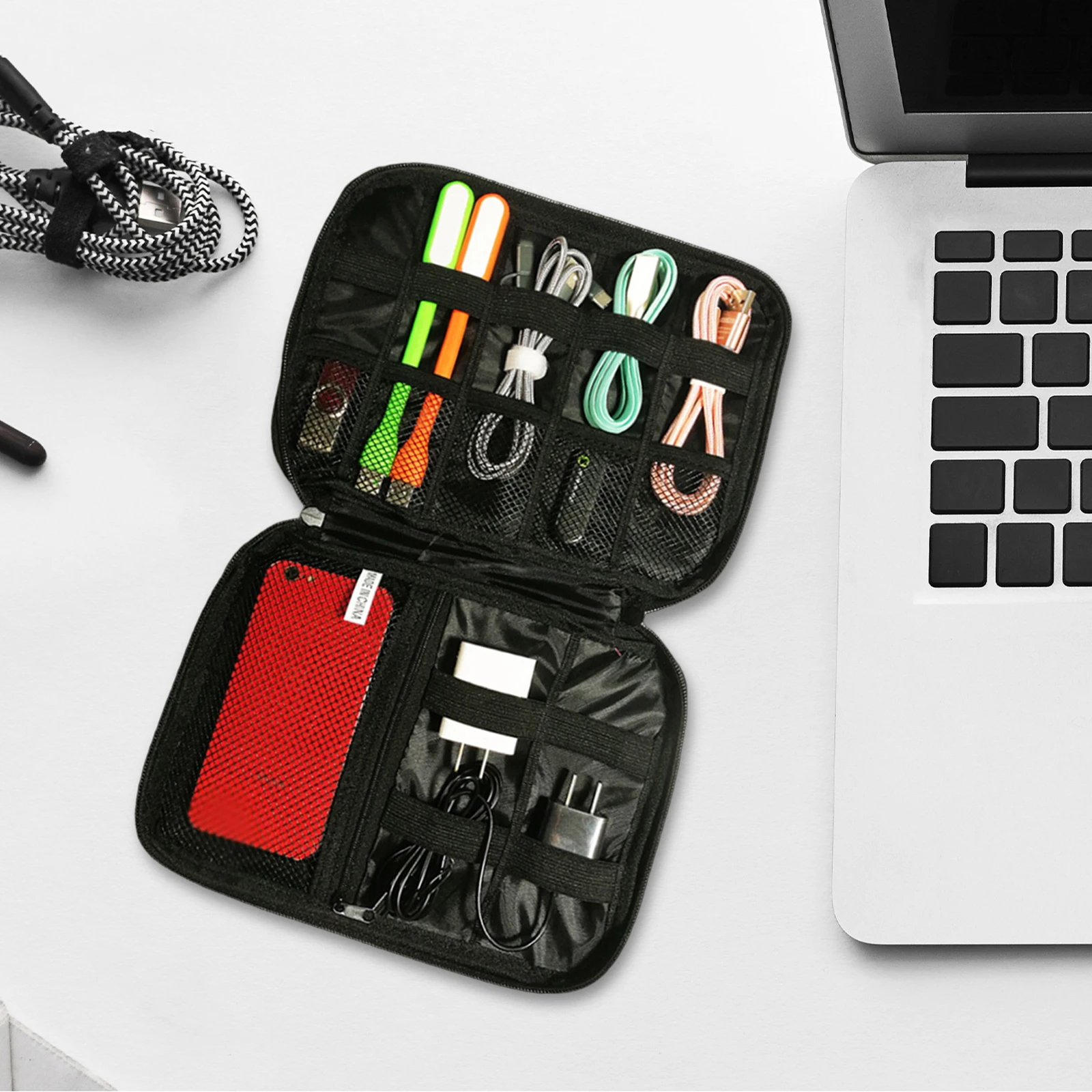 

Digital Accessories Storage Bag 600D Oxford Cloth Blue Travel Electronics ganizer Pouch Cable USB HOLDER